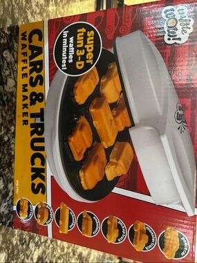 Cars & Trucks 3D Waffle Maker - White with Black Nonstick Plate